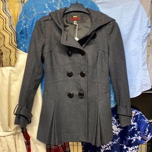 Miss Sixty M60 Gray Wool Hooded Pea Coat
